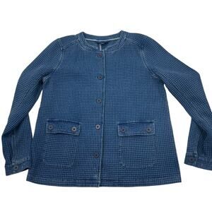 PureJill Indigo J. Jill Womens Denim Weave Cottage Field Barn Jacket Sz XS